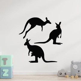 Large Vinyl Wall Decal Silhouette Kangaroo Australia Animals Zoo Decor Stickers Mural (g8901) Black