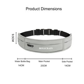 MOLICRAIN Running Belt Waist Pack, Ultra Light, Breathable & Adjustable Running Fanny Pack, Water Resistant Running Pouch, Sports Bum Bag with Phone & Water Bottle Holder for Running, Cycling(Grey)