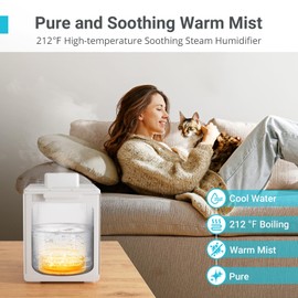 Livatro Stainless Steel Humidifier, 3L Warm Mist Humidifier, Easy Clean with Warm Steam Humidifier, Healthy Air Mist Humidifiers for Bedroom Living Room, with Sleep Mode and Auto-off Setting