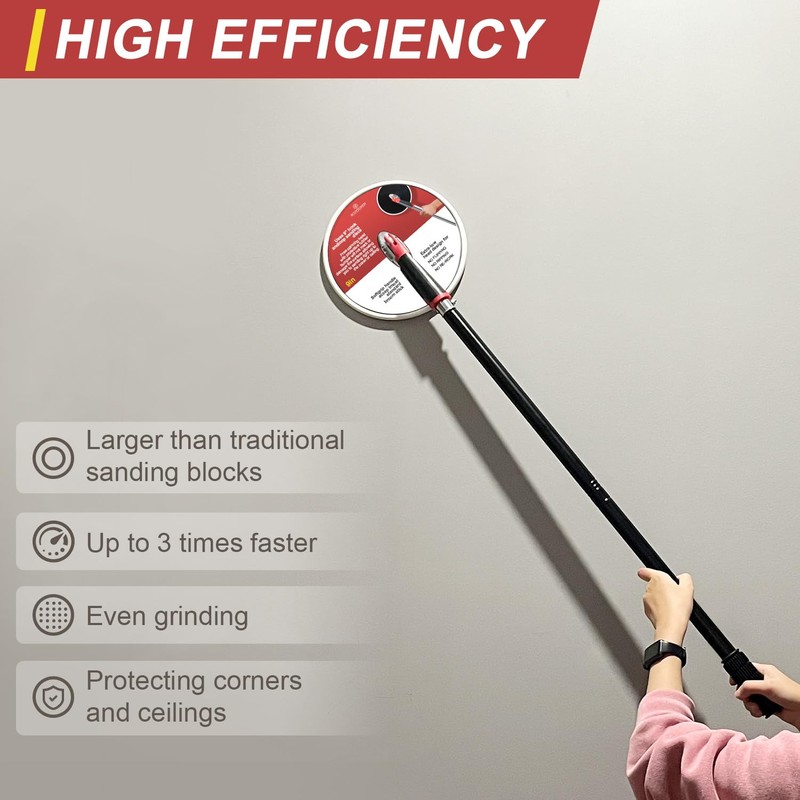 SCOTTCHEN Drywall Pole Sander,9 Inch Radial Round Pole Sander with