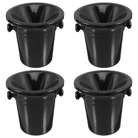 DOITOOL Black Wine Spittoon Dump Bucket with Double Handles 8.3 Inch Round Plastic Wine Tasting Ice Bucket for Home Bar and Events