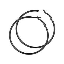 GoldChic Jewellery Stainless Steel / Copper Classic Creole Earrings Exaggerated Geometric Hoop Earrings Classic Simple Hoop Earrings for Women / Girls, Ladies Gold/Silver/Black Hoop Earrings in Large 30/40/50/55/60/70/80/100 mm, Black