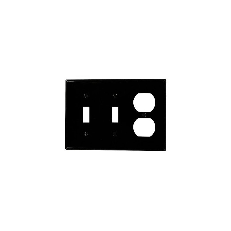 Leviton 3-Gang Combination Wallplate, 2-Toggle and 1-Duplex Outlet/Receptacle, Standard Size,