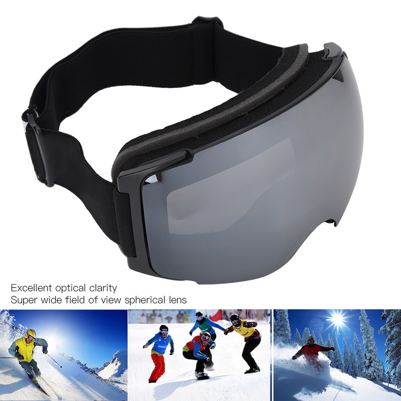 Outdoor Magnet Double Layer Antifog Skiing Goggles for Climbing Snowboardingsilver
