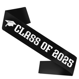 Class of 2025 Sash - 2025 Graduation Sash, Senior 2025 Graduation Supplies, 2025 Graduation Celebrations Sashes (Black, White)