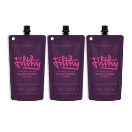Filthy Black Cherry Syrup, Cocktail Mixer, Black Cherry Syrup, Non-GMO, Gluten Free, Vegan, Made from All Natural Wild Italian Amarena Cherries, 8 Oz Pouch, 3 Pack