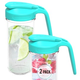 Masontops Multi Pour Top Mason Jar Lid with Handle - Regular Mouth Mason Jar Pour Spout Lid Pourer - Ball Mason Jar Pitcher Lid with Handle and Flip Cap – Glass Mason Jar Pitcher Not included 2 Pack