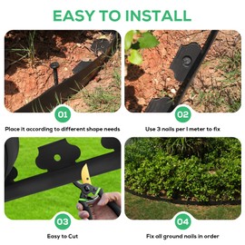 Garden Trimming Tape - 2" Wide x 33' Long，Landscape Edging Border with 30 Spikes, Garden Edging Lawn Border Kit, Plastic Edging Border Flexible for Garden Flower Beds Lawn Yard Pathway Paver Edging