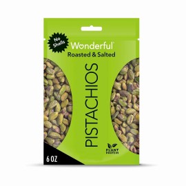 Wonderful Pistachios No Shells Roasted & Salted 6oz Bag Protein Gluten Free Snac