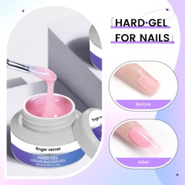 FINGER SECRET Hard Gel For Nails Builder Gel for Nails,White Transparent Pink Nude 3D Sculpting for Nail Extension & Builder 1.05fl.Oz/30g