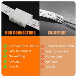 10Pack T-Shaped 4-Pin 10mm LED Strip Lights Connectors - Solderless, Extendable Terminal Adapters for SMD 5050 & 3528 RGB LED Strip Lights - Ideal for Various DIY Lighting Projects