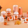 50Pcs Fall Disposable Coffee Cups with Lids and Sleeves Pumpkin