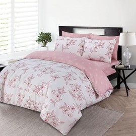 DTEX HOMES 3 Piece Bedding Set Soft Brushed Microfiber Single Duvet Cover Sets -Duvet Cover, Pillowcases and Fitted Sheet Hotel Quality Duvet Set (Single-Sepia Bloom)