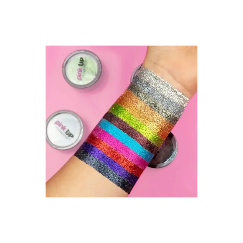 Pink Up, Glitter Compacto, Alta Adherencia, Textura Suave Color Metal