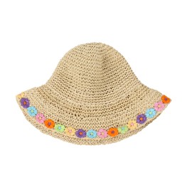 Meliyya Women's Straw Sun Hat Foldable Summer Straw Hat Flowers Beach Hat Wide Brim Summer Hat, A-beige