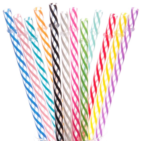 Dakoufish 11 Inch Reusable Plastic Drinking Straws BPA Free 12 Colors-12 Pack Plus Free Cleaning Brush (11inch，12color)