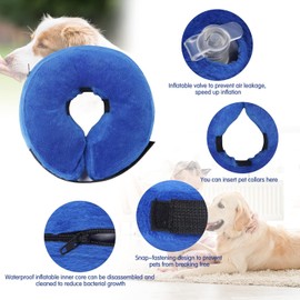 Kaket Inflatable Dog Collar, Protection Cover - Prevent Biting & Scratching (BLUE, XL)