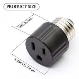 TWDRTDD E26/ E27 Light Bulb Outlet Socket Adapter,E26 Light Socket to 2 & 3 Prong Plug Adapter, Light Socket Adapter to Plug Adapter 3 Prong for Porch Patio Garage (2, Black,3 Prong)