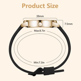 OFFCUP Women's Watch, Women's Analogue Quartz Watch with Leather Strap, Watches Women's Simple Business Classic Watch Casual Quartz Watch Dress Watch, 3 Hands, 39 mm Case Size, Black gold, Strap.