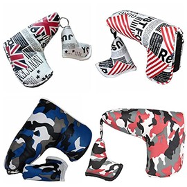 Custom Putter Cover with Key Ring Pin Fits Scotty Cameron Odyssey Magnet Union Flag Camo USA Multi Border (Camo, Red)