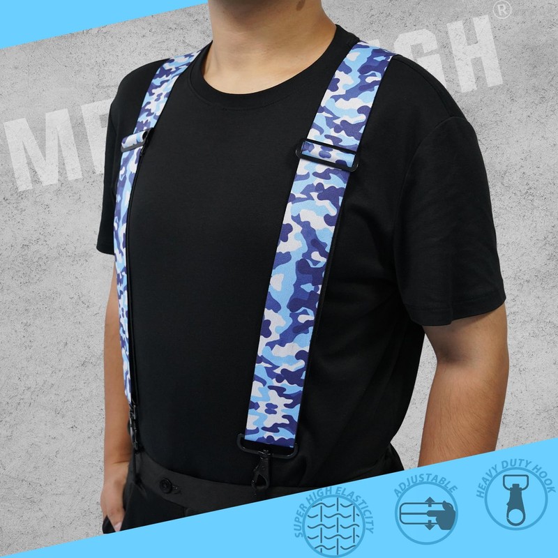 MELOTOUGH Men Suspender 2 Inch Wide Camouflage Suspender Heavy Duty