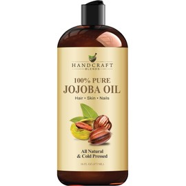 Handcraft Blends Jojoba Oil - Cold-Pressed 16 Fl Oz - 100% Pure and Natural - Premium Grade Carrier Oil for Skin and Hair - Hair and Body - Massage - Hexane-Free - Ayurvedic Skin Care