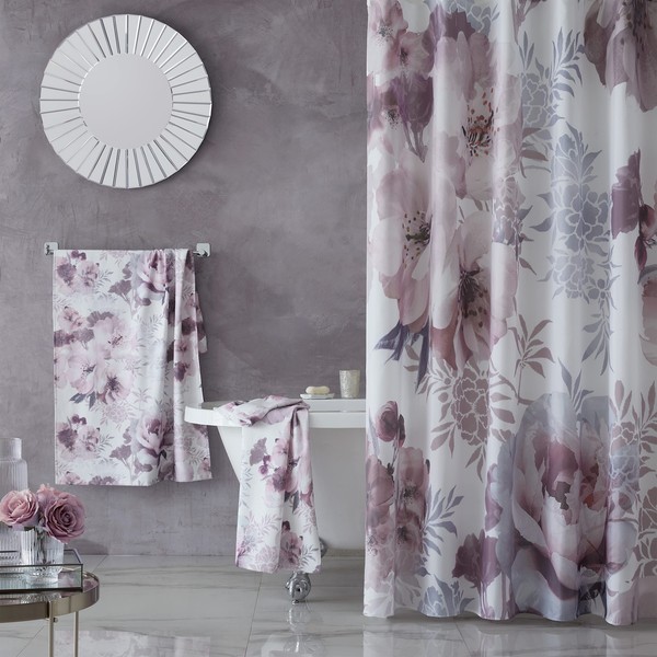 Catherine Lansfield Dramatic Floral 180x180cm Shower Curtain Blush Pink