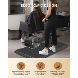 Artist hand 3 ft. x 4 ft. Barber Chair Mat Salon & Barber Shop Chair Anti-Fatigue Mats Comfort Salon Chair Mat,Rectangle - 1/2 in. Thick, Square Slot, Black