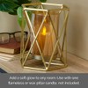 Elements 6.89x5.91x8.07 Inch Metal Gold Wire Hexagonal Candle Holder, Amber