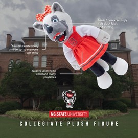 Plushible 14" North Carolina State University Ms. Wuf Mascot Plush Figure - College Football Ragdoll - Sports Mascot Figure - Soft Plush Material - Surface Washable - All Ages - Rag Dolls Toddlers