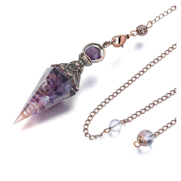 JOVIVI Amethyst Dowsing Pendulum Crystal Healing Purple Hexagonal Gemstone Crystals Point Pendulum for Divination Dowser Scrying