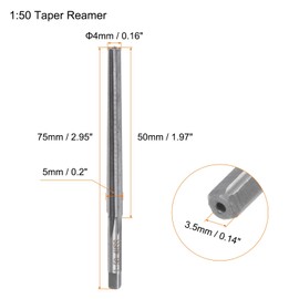 sourcing map Tapered Hand Reamers 1:50 4mm Small Dia 5mm Big Dia Straight Flute High Speed Steel (HSS) Slope Pin Reamer for CNC Metal Workshop Tools
