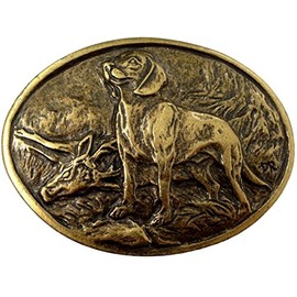 BELTINGER Belt Buckle Bavarian Mountain Welding Dog 4.0 cm Buckle Interchangeable Buckle Belt Buckle 40 mm Solid for Hunting Outfit, Old Brass