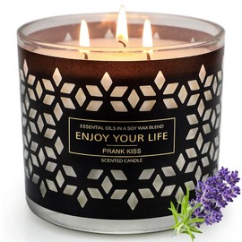 Große Duftkerze im Glas 3 Docht Duftkerze Geschenkset für Frauen Natürliche Soja Wachs Kerze, Duft Geschenk für Mutter Freundin Geburtstag - 12 Unzen für 80 Stunden - Lavendel und Holz Aroma