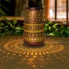 Solar Lantern Outdoor Hanging Lights, Moroccan Metal Hollow-Out Solar Lantern