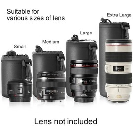 Selens Lens Case Lens Bag Camera Lens Pouch for SLR Camera Shockproof Thick Waterproof Lens Storage Bag Lens Protective Case Set of 4 Sizes Black for DSLR Camera Lens (Fits Canon, Nikon, Sony), black,