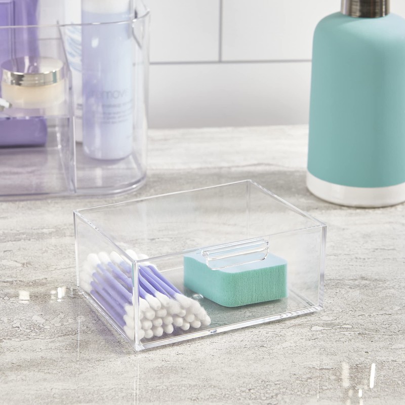 STORi Bliss Clear Makeup Organizer for Countertop, Divided Bathroom Organizer