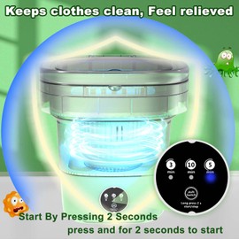 Portable Washing Machine, 10L Upgraded Mini Foldable Washer with Drain Basket Washer, 2 in 1 Intelligent Laundry Machine for Baby Clothes, Underwear, Apartment, Camping, Travel （Green）