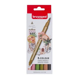 Royal Talens Bruynzeel Expression Set of 6 Marrakesh Inspired Fineliner/Brush Pens (60325306)