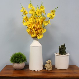 CVHOMEDECO. Rustic Distressed Metal Galvanized Vases Modern Farmhouses Home Decor, Ideal for Shelf Tabletop Countertop Bookshelf Mantle Décor, 9.5 Inch, White