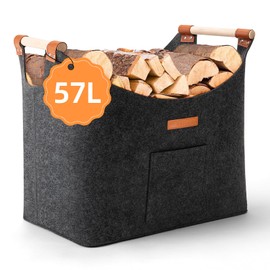 Firewood Basket XL Felt Basket Firewood Basket for Firewood Foldable Felt Bags Reinforced Handle Firewood Basket for Wood, Newspaper or Firewood