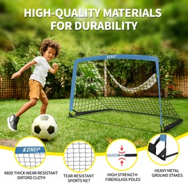 2 Set Kids Soccer Goals for Backyard with Training Equipment, 5×3 Portable Foldable Practice Nets with Ball, Dice & Mat, Cones, Air Pump and Carry Bag for Toddler Youth Outdoor Sports Game