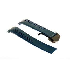 Ewatchparts 20mm Rubber Watch Band Strap Compatible With Tag Heuer Carrera CV2014 Calibre Black Clasp Blue
