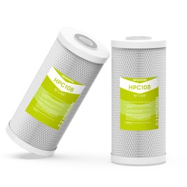 MewMore 0.2 Micron 10" x 4.5" Water Filter with Pleated Polyester & Activated Carbon Block Composite Water Filter, Compatible with HHB10 and 10" Big Housings for Whole House, RVs, Boats - 2 Pack