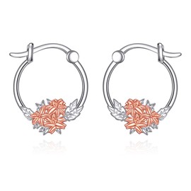 POPLYKE Lily Earrings 925 Sterling Silver Flower Hoop Earrings Lily Jewelry for Women Sensitive Ears