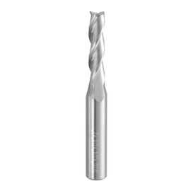 sourcing map Spiral Router Bit 3/16" Cut Dia 1/4" Shank Up Cut Solid Carbide 3 Flutes CNC End Mill Milling Bits for Wood Plastic Soft Metal (3/4" Cut Length 2" Long)
