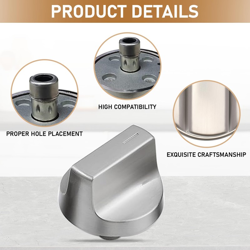 4 pcs W11418244 Range Knob Compatible with Whirlpool Gas Ranges
