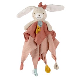 Fehn FehnNATUR Rabbit Comforter - Playmate & Stuffed Animal Comforter Blanket with Cotton from Controlled Organic Cultivation with Dummy Attachment - for Babies and Toddlers from 0+ Months