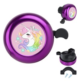 Cristin Tang Bicycle Bell Unicorn Star Cute Clear Sound Adjustable Size Aluminum Bike Accessories Bell Ring for Girls Women Kids Adults Purple
