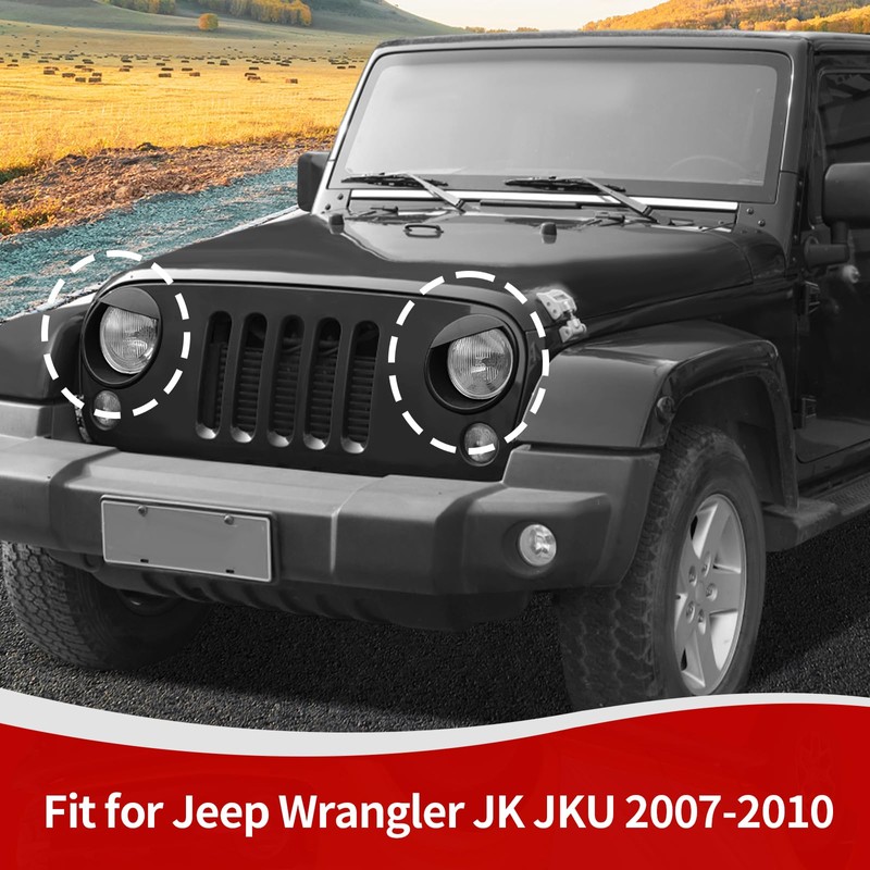 JOSHELA for Jeep JK Angry Eyes Headlight Cover Trim Fit